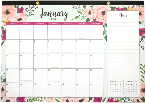 Hardcover 2021 Floral Desk Calendar Pad (with Stickers) Book