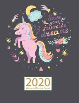 Paperback Unicorn 2020 Planner Weekly and Monthly: Jan 1, 2020 to Dec 31, 2020: Weekly & Monthly Planner + Calendar Views - Inspirational Quotes and Watercolor Book