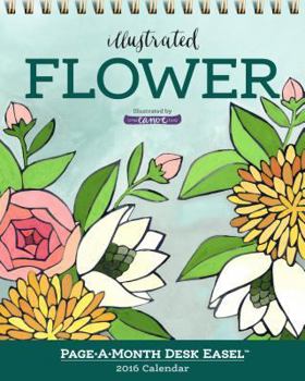 Calendar Illustrated Flower: Page-A-Month Desk Easel Book