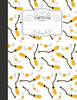 Paperback Composition Notebook: Magical Wide Ruled Comp Books for School - Witch and Wizard Brooms Book