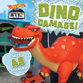 Paperback Hot Wheels City: Dino Damage!: Car Racing Storybook with 45 Stickers for Kids Ages 3 to 5 Years Book