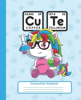 COMPOSITION NOTEBOOK: Wide Lined Ruled Paper Page Pink Notebook and Journal for Girls with Cute Unicorn Scientist, Perfect Workbook for Writing Notes and Exercise at Home, School or College