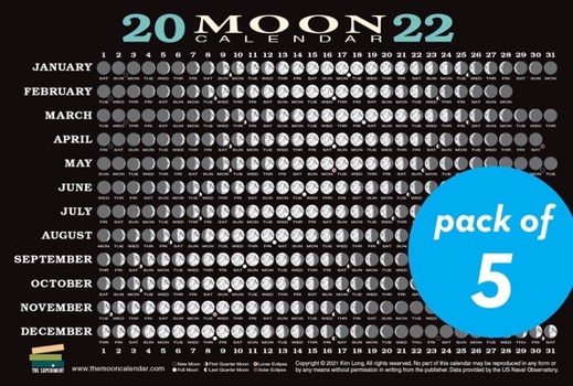 Cards 2022 Moon Calendar Card (5 Pack): Lunar Phases, Eclipses, and More! Book