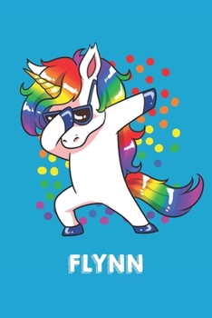 Flynn: Personalisiertes Design Notizbuch Einhorn 120 linierte Seiten - Perfekte Geschenkidee f�r die Schuhe oder Weihnachten mit Vornamen DIN A5 (himmelblau)