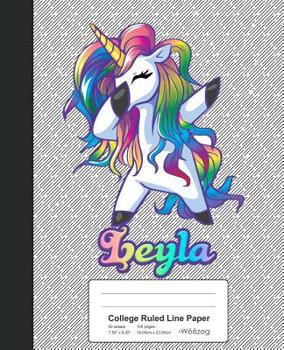 Paperback College Ruled Line Paper: LEYLA Unicorn Rainbow Notebook Book