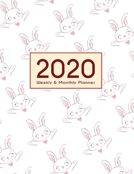 Paperback 2020 Planner Weekly & Monthly 8.5x11 Inch: Pretty Happy Rabbit One Year Weekly and Monthly Planner + Calendar Views Book