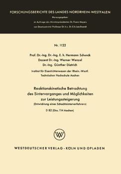 Paperback Reaktionskinetische Betrachtung Des Sintervorganges Und Möglichkeiten Zur Leistungssteigerung: Entwicklung Eines Schachtsinterverfahrens [German] Book