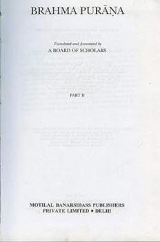 Hardcover Brahma-Purana, Part 2 Book