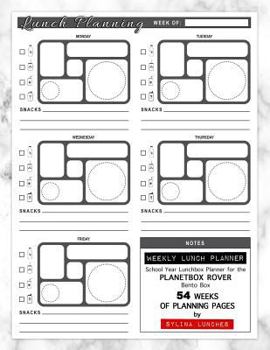 Paperback Weekly Lunch Planner: School Year Lunchbox Planner for the PlanetBox Rover Bento Box: 54 Weeks of Planning Pages Book