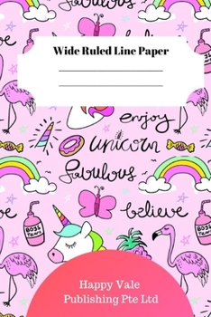 Cute Unicorn Theme Wide Ruled Line Paper