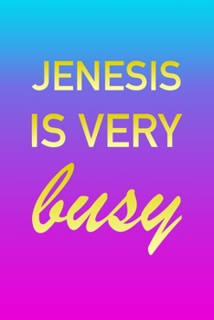 Paperback Jenesis: I'm Very Busy 2 Year Weekly Planner with Note Pages (24 Months) - Pink Blue Gold Custom Letter J Personalized Cover - Book