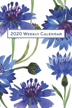 Paperback 2020 Weekly Calendar: Watercolor Blue Carnations Book