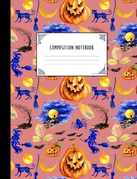 Paperback Composition Notebook: Blank Lined College Ruled Notebook Journal - Halloween Themed - Peach Watercolor Pumpkins Book