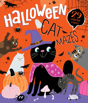 Paperback Halloween Cat Mazes: 29 Colorful Mazes Book