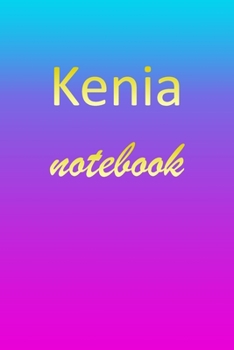 Kenia: Blank Notebook | Wide Ruled Lined Paper Notepad | Writing Pad Practice Journal | Custom Personalized First Name Initial K Blue Purple Gold  | ... Homeschool & University Organizer Daybook