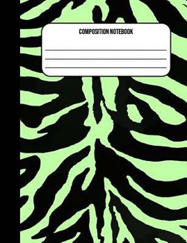 Paperback Composition Notebook: Zebra Green And Black 100 Ruled Pages (7.44 x 9.69) Book