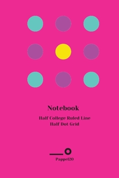 Paperback Half College Ruled Line Half Dot Grid Notebook Cover Hollywood Cerise color 160 pages 6x9-Inches Book