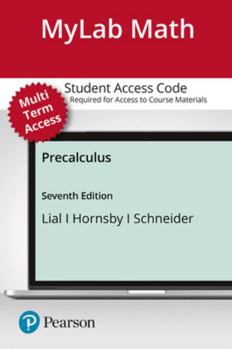 Printed Access Code Mylab Math with Pearson Etext -- Standalone Access Card -- For Precalculus -- 24 Months Book