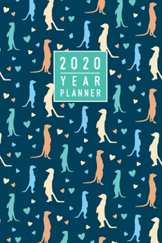 Paperback Meerkat Planner 2020. Cute Meerkat Pattern Navy Blue: One Year Diary. Week to View, Month & Year Overview Book