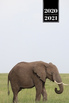 Elephant Mammoth Week Planner Weekly Organizer Calendar 2020 / 2021 - Stand on Meadow: Cute Wildlife Animal Pet Bullet Journal Notebook Diary in 6” x 9” Inch Pocket Size