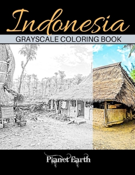 Paperback Indonesia Grayscale Coloring Book: Grayscale Coloring Book for Adults with Beautiful Images of Indonesia. Book