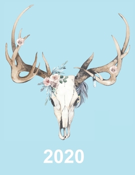 Paperback 2020 Artist Productivity Planner with Boho Blue Adorned Skull Cover Book