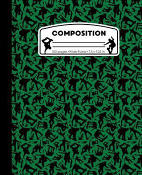 Paperback Composition: Skateboard Green and Black Marble Composition Notebook for Boys. Skateboarding Skater Wide Ruled Baseball Book 7.5 x 9 Book