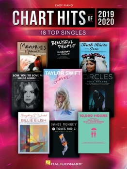 Paperback Chart Hits of 2019-2020: 18 Top Singles Arranged for Easy Piano with Lyrics Book