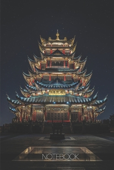 Notebook: Colorful asian lighted pagoda tower [110 pages]: Colorful asian lighted pagoda tower