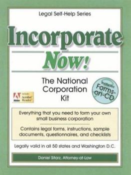 Paperback Incorporate Now!: The National Corporation Kit [With Cdrm] Book