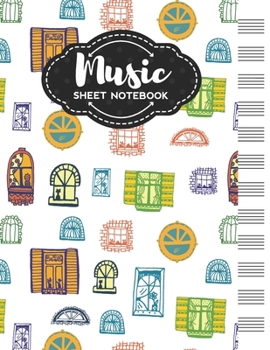 Music Sheet Notebook: Blank Staff Manuscript Paper with Unique Windows Themed Cover Design