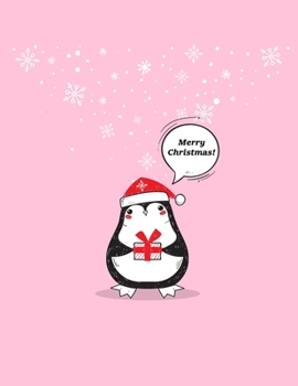 Cute Pink Penguin Christmas Notebook Journal : Wide Ruled Lined Note Book for Writing 120 Pages 8. 5 X 11 Inches Perfect for Gift As a Planner or an Organizer