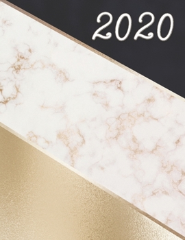 Paperback 2020: Weekly and Monthly Planner (Gold, Navy, & Marble Cover) US Letter Size 8.5"x11" Book