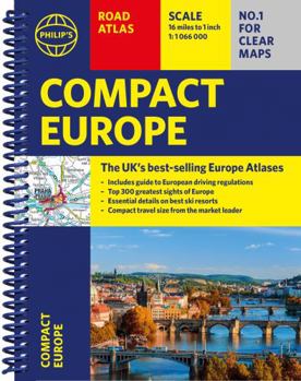 Paperback Philip's Compact Atlas Europe: A5 Spiral Binding Book