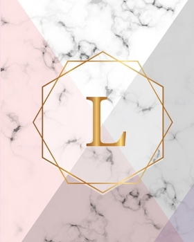 L: Initial Gift Luxury Marble Glossy Pink Purple Faux Gold Print Notebook (Initial Marble Notebooks)