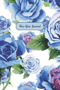 Paperback Five-Year Journal: Watercolor Blue Roses Book