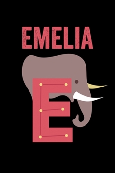 Paperback Emelia: Journal (Diary, Notebook) Personalized Custom Name Alphabet Elephant Birthday Gift for Girls Book