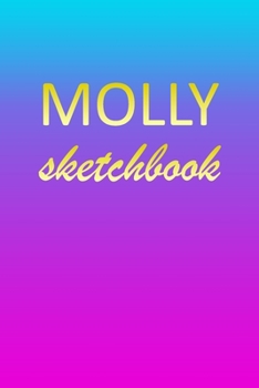 Paperback Molly: Sketchbook - Blank Imaginative Sketch Book Paper - Pink Blue Gold Custom Letter M Personalized Cover - Teach & Practic Book