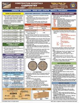 Pamphlet Construction Essentials Carpentry Quick-Card Book