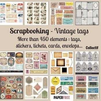 Paperback Scrapbooking kit vintage tags - 20,5 x 20,5 cm - 8,5 x 8,5 inch Book