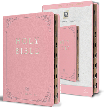 Paperback KJV Holy Bible, Giant Print Thinline Large Format, Pink Premium Imitation Leathe R with Ribbon Marker, Red Letter, and Thumb Index Book