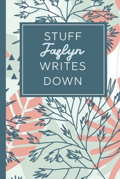 Paperback Stuff Jazlyn Writes Down: Personalized Journal / Notebook (6 x 9 inch) STUNNING Tropical Teal and Blush Pink Pattern Book