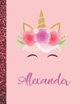 Paperback Alexander: Alexander Marble Size Unicorn SketchBook Personalized White Paper for Girls and Kids to Drawing and Sketching Doodle T Book