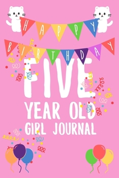 Five Year Old Girl Journal: 6x9" Cute 5 Year Old Birthday Cat Dot Bullet Notebook/Journal Gift For Girls