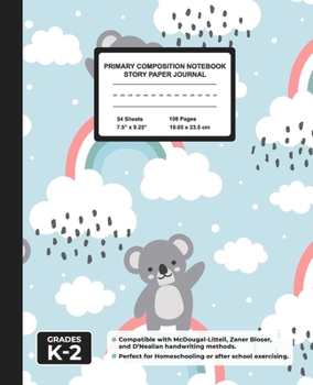 Primary Composition Notebook Story Paper Journal: Handwriting & Drawing Sheets for Kindergarten to 2nd Grade Elementary Students, Picture Space & Dashed Midline Page, Cute Kwala