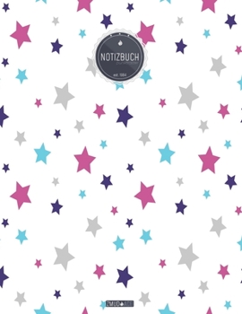 ZMUDACE Notizbuch Punktraster: in DIN A4 Softcover ZP138 Sterne Pink T�rkis Lila 156 leere gepunktete Seiten mit pers�nlichem Register + Seitenzahlen Zeichenbuch, Skizzenbuch, Dot Grid Notebook, Malbu