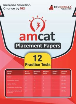 Paperback AMCAT Placement Papers Prep Book 2023 Aspiring Minds Computer Adaptive Test 12 Practice Tests with Free Access To Online Tests Book