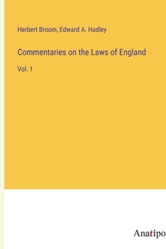 Paperback Commentaries on the Laws of England: Vol. 1 Book