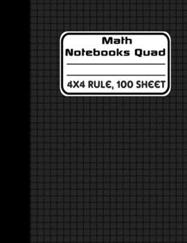 Paperback math notebooks quad 4x4 rule, 100 sheets(Cover Black): Math Notebook Book