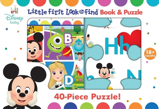 Hardcover Disney Baby: Little First Look and Find Book & Puzzle Book